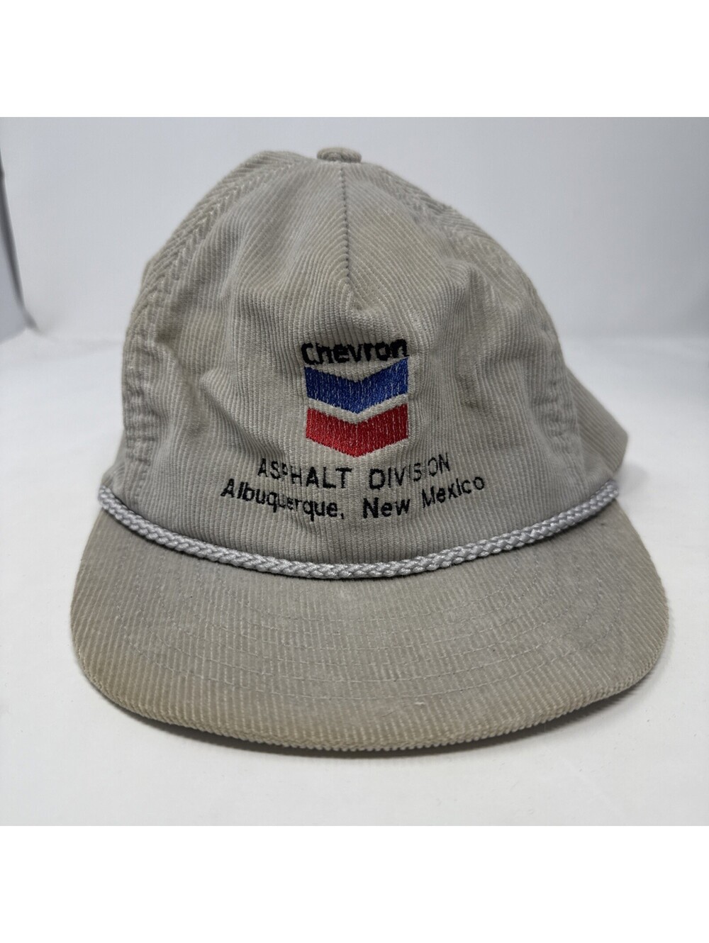 Vintage Patched Corduroy Trucker Hat - Chevron Gas Stations - Adult Snapback